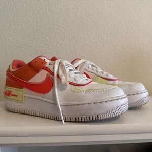 Nike Air Force 1 Shadow Sneakers - White and Orange